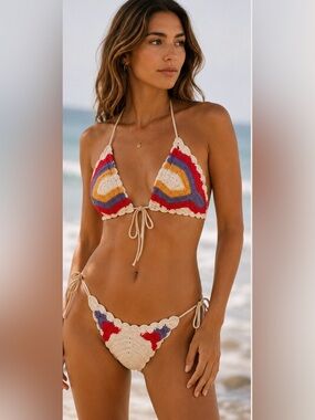 Rip Curl full Crochet Triangle Bikini Set -Size XL NWT